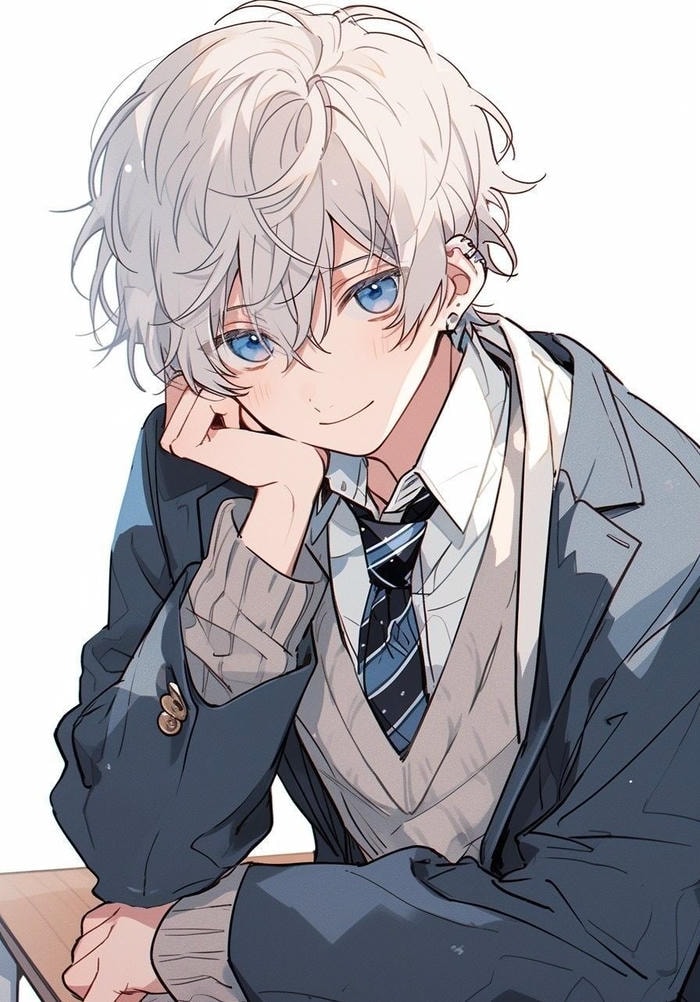 hình ảnh anime nam học sinh trầm tư lớp học