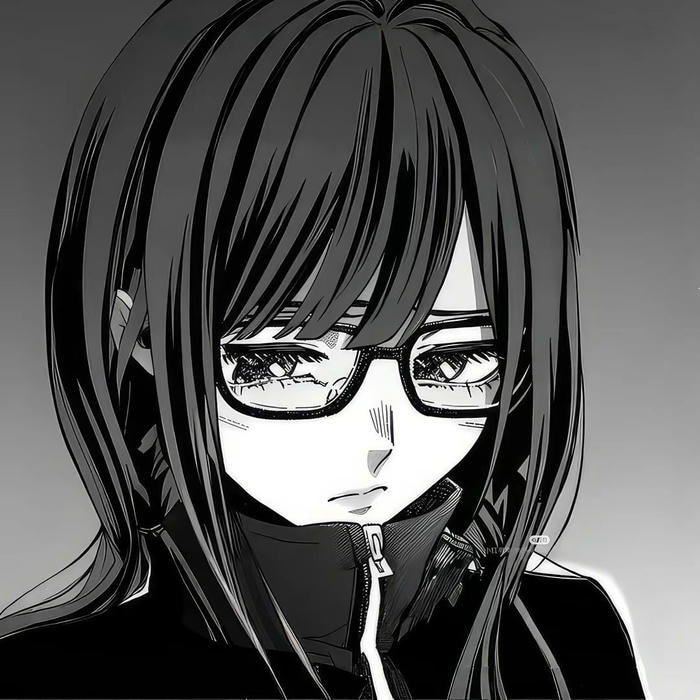 hình ảnh anime nữ trắng đen đường nét mềm mại