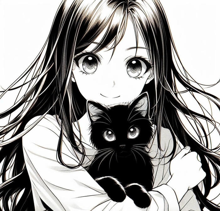 hình ảnh anime nữ trắng đen tối giản ngầu