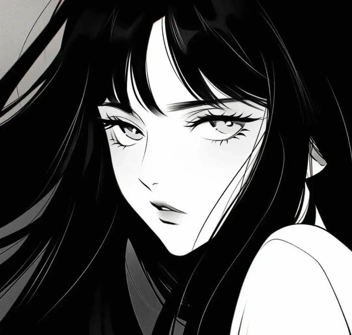 hình mang chiều sâu ảnh anime nữ trắng đen