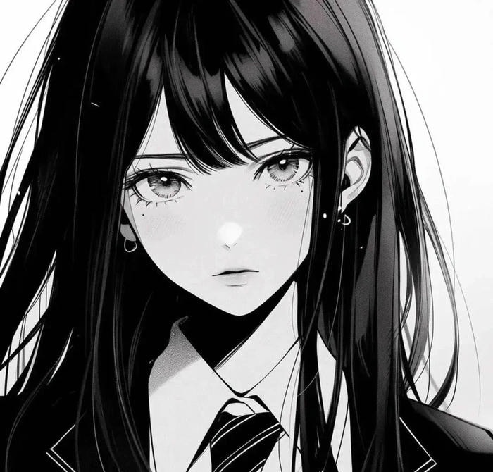 nét buồn nhẹ nhàng anime nữ trắng đen trầm