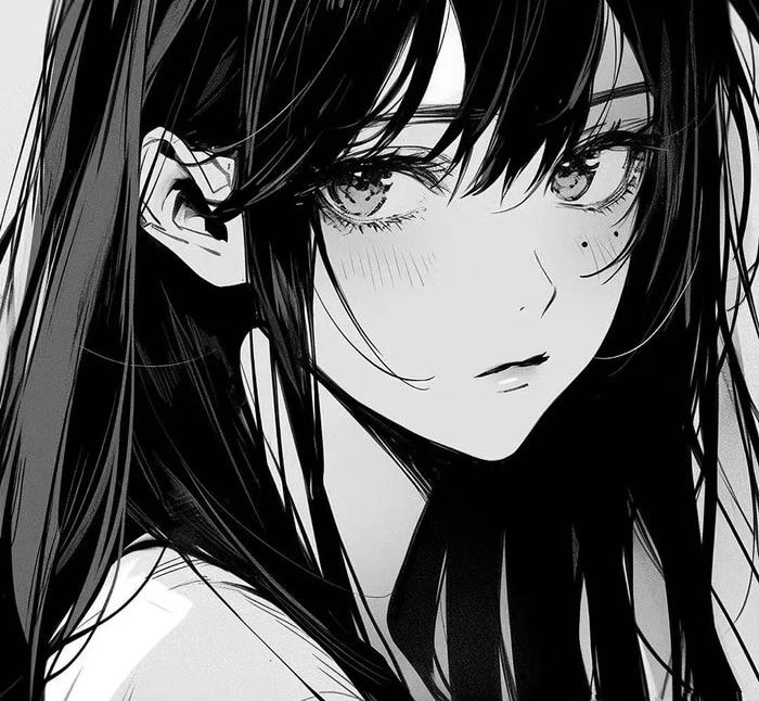 nghệ thuật nổi bật ảnh anime nữ trắng đen ngầu