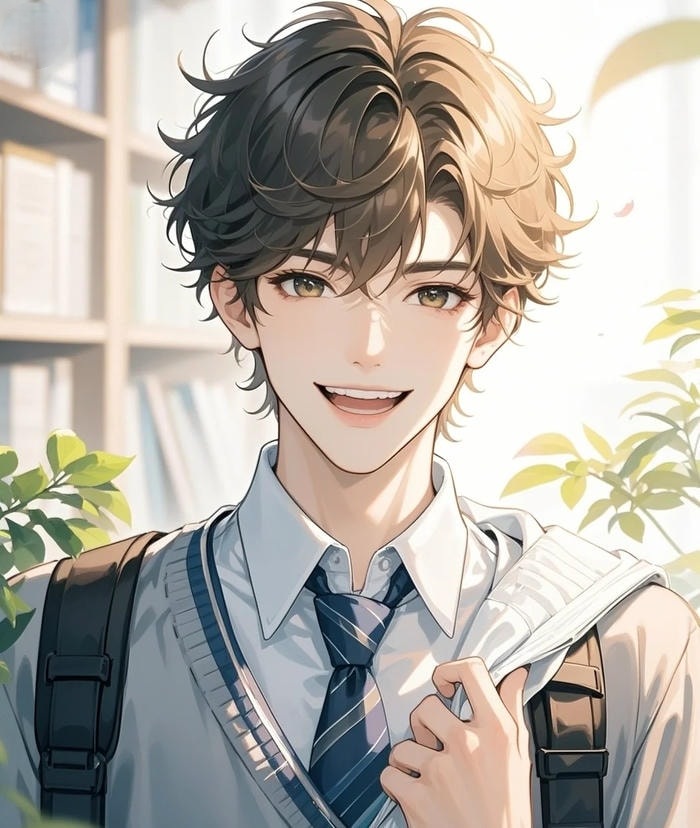 thần thái trầm lắng ảnh anime nam học sinh