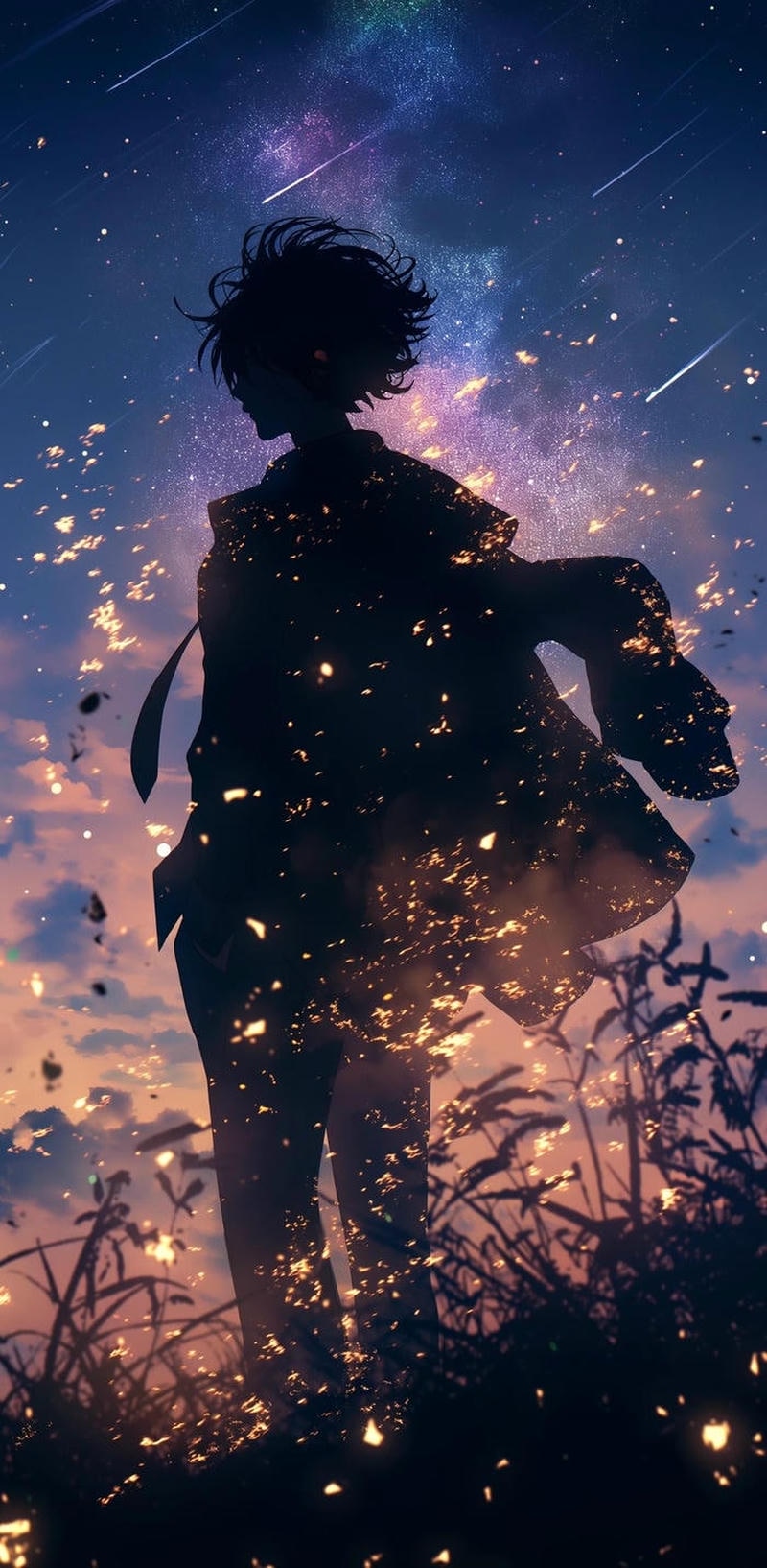 Ảnh anime boy ngầu lạnh lùng đúi tay tựa tường tối