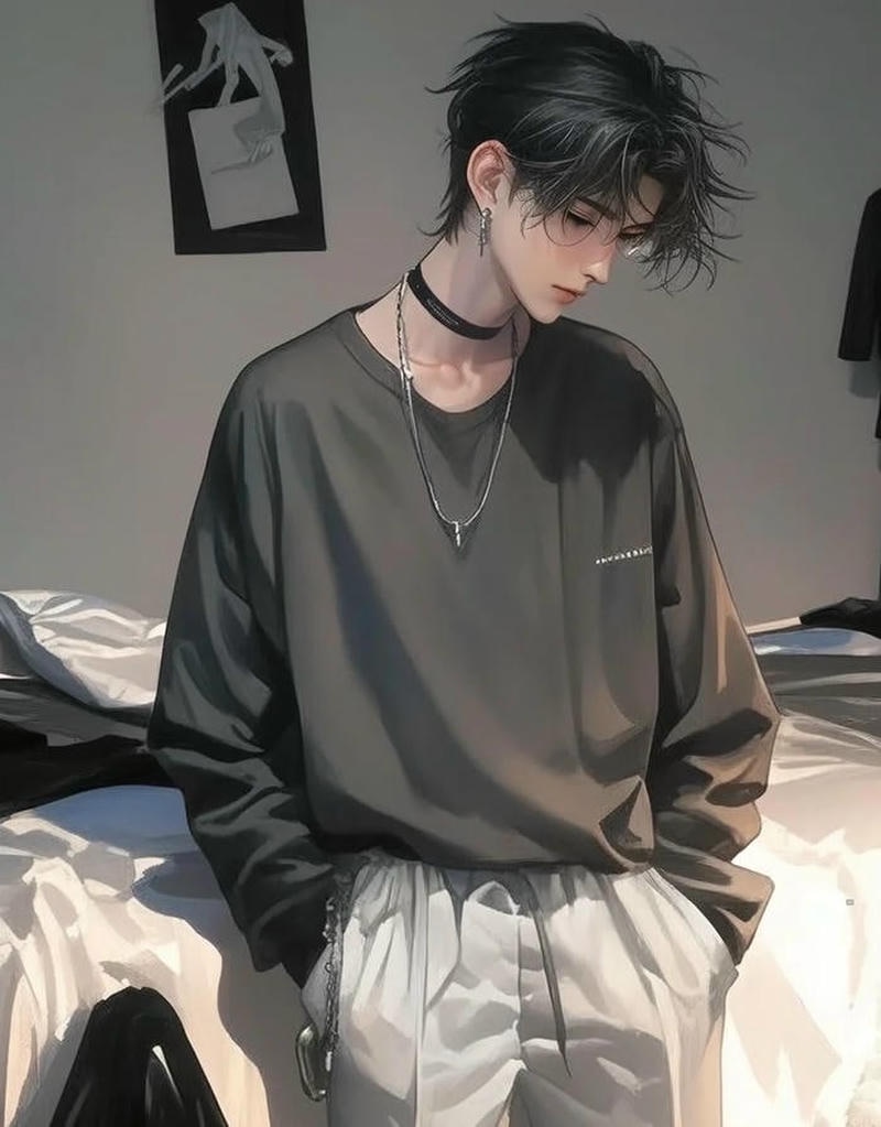 Ánh đèn chiếu lên chàng trai trong hình nền anime nam