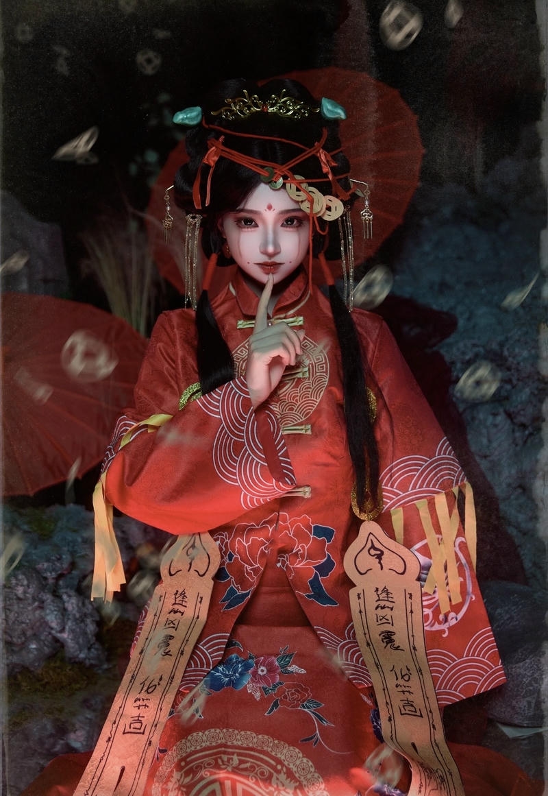 Bóng dáng váy đỏ nổi bật trong tạo hình cô dâu ma