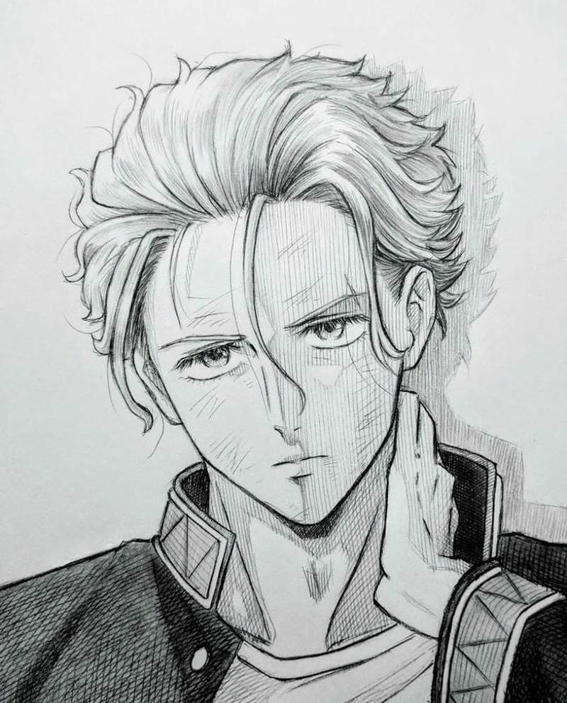 Dáng đứng mạnh mẽ trong tranh vẽ anime nam boy ngầu