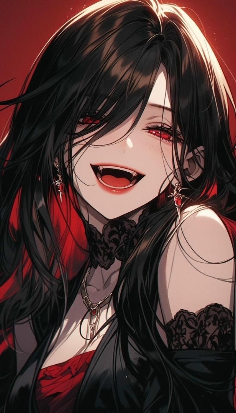 Girl cười quỷ dị phong cách mạnh mẽ ảnh anime ngầu