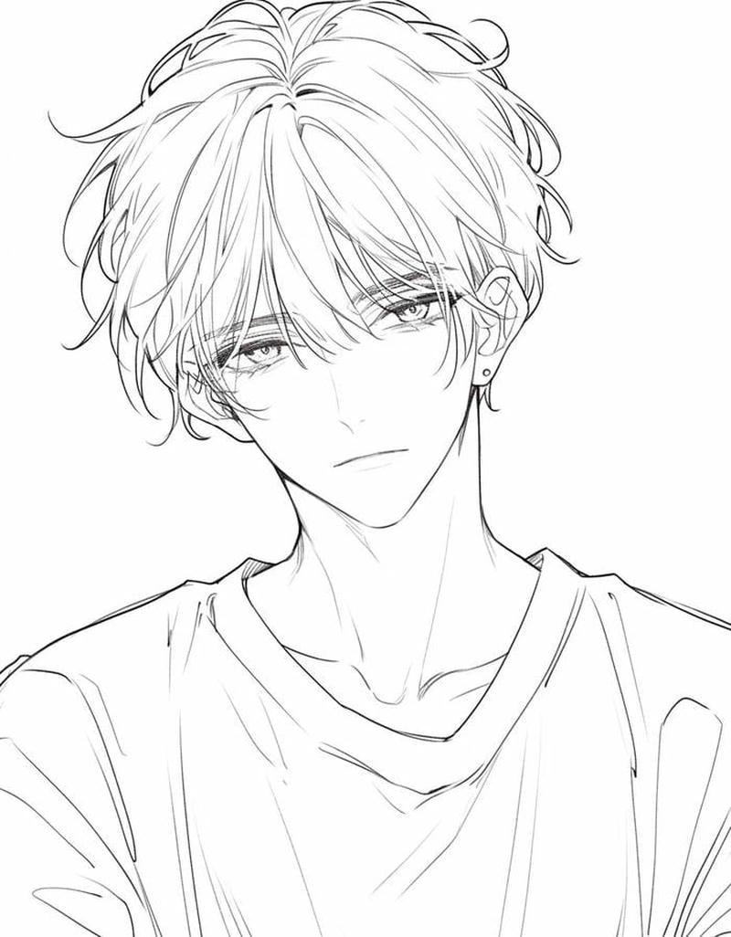 Góc nghiêng nhân vật anime nam ánh mắt sâu lắng
