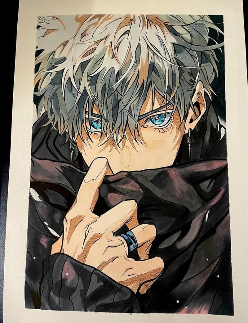 Gương mặt đáng yêu trong tranh anime nam dễ thương cute