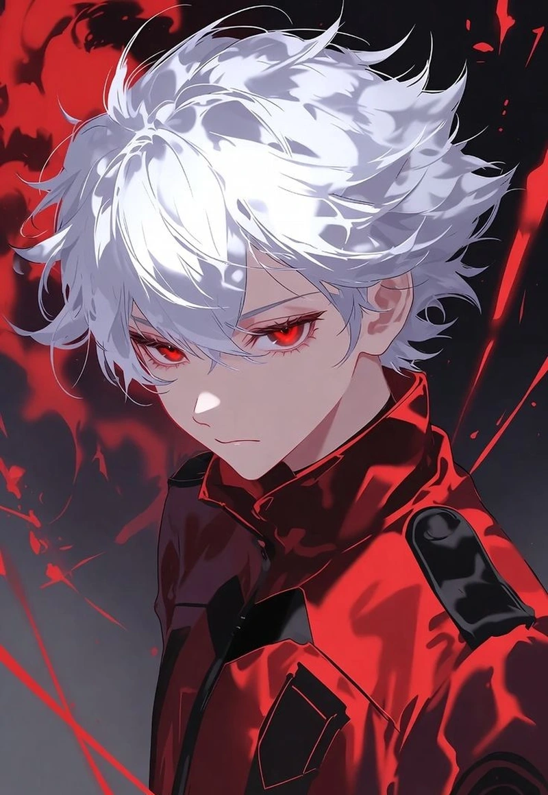 Hình ảnh anime nam tóc trắng nổi bật với mái tóc bạch kim