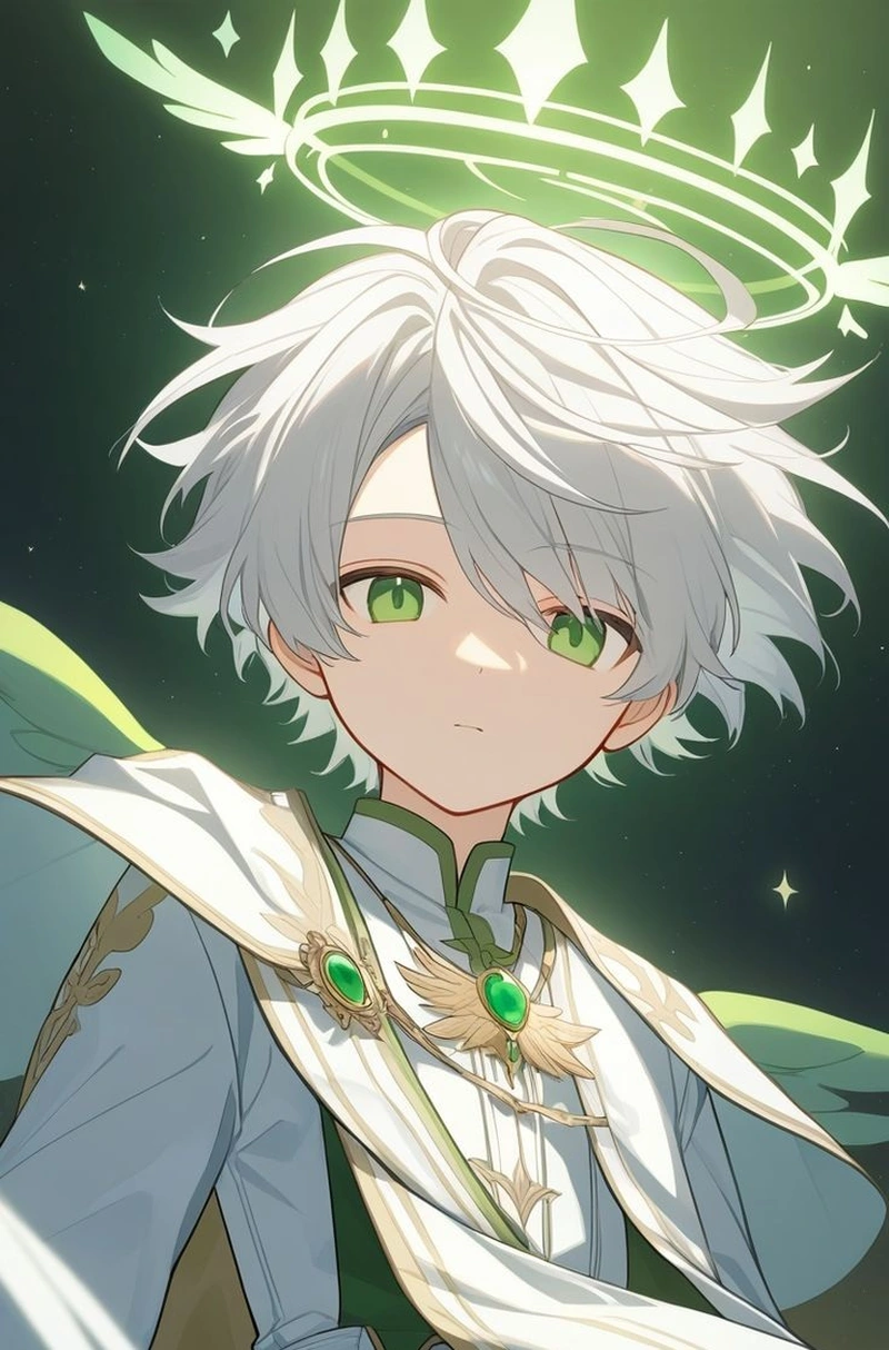 Hình ảnh anime nam tóc trắng với ánh nhìn trầm lặng sâu sắc
