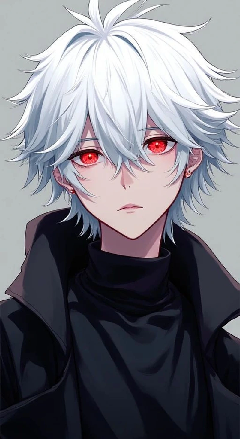 Hình ảnh anime nam tóc trắng với mái tóc sáng nổi bật