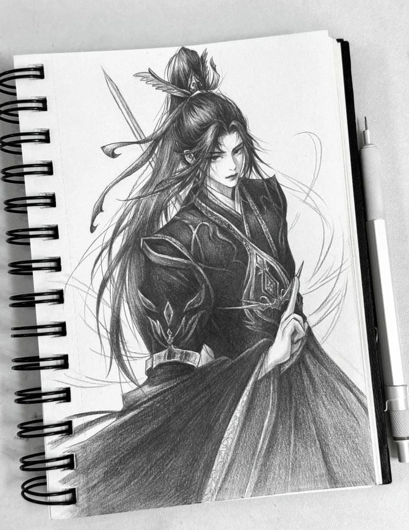 Hình minh họa anime nam nét vẽ mềm mại cuốn hút