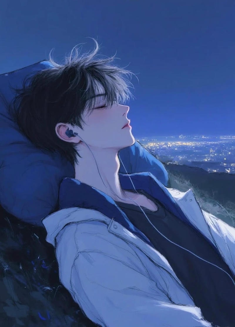 Hình nền anime nam ngầu nhân vật đứng giữa gió đêm