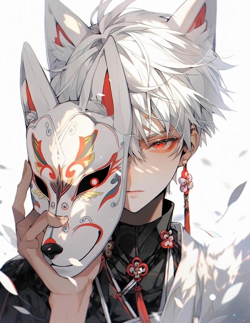 Hình nền anime nam nhân vật đứng trên mái nhà cao