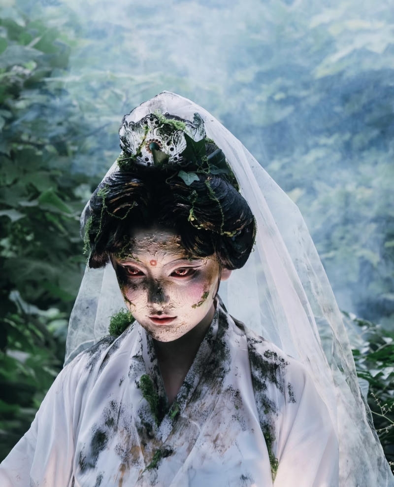 Mái tóc dài buông rũ tạo hình ma nữ u ám