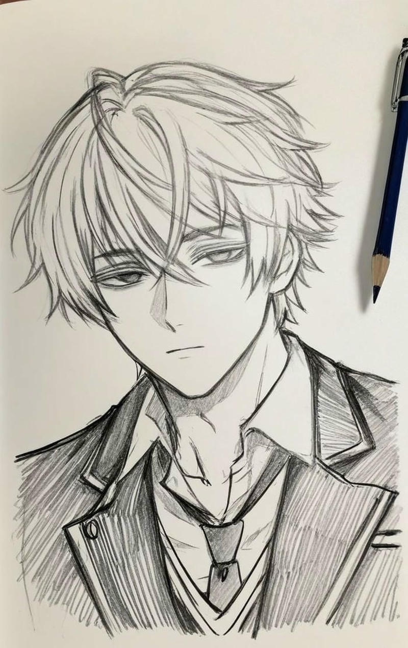 Mẫu tranh vẽ anime nam nổi bật với thần thái cuốn hút
