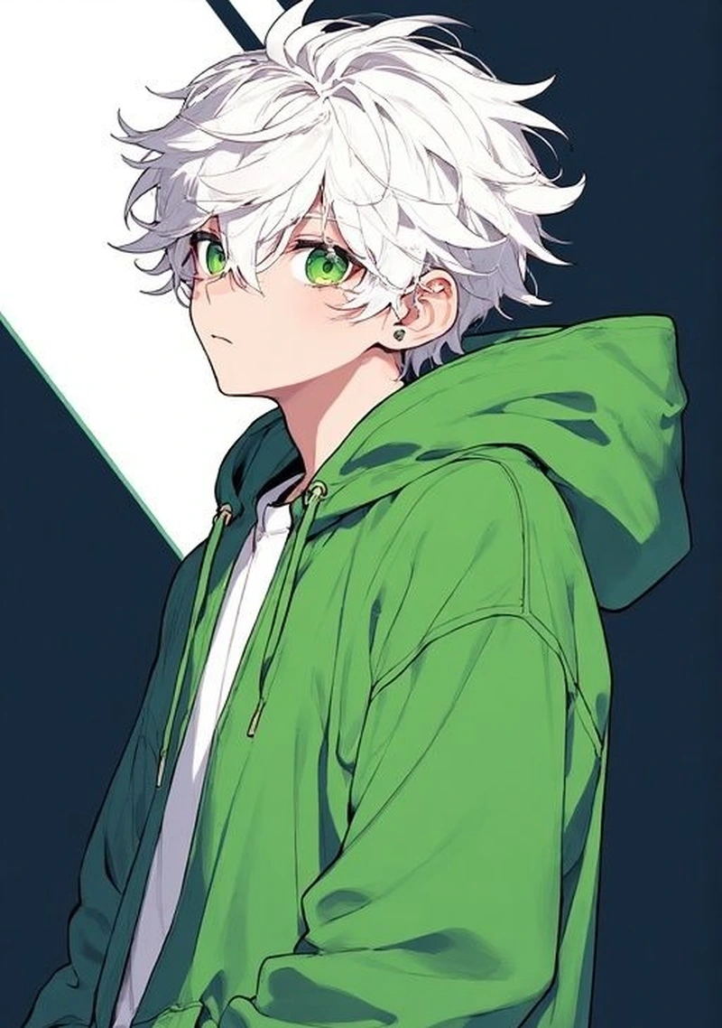 Nam tóc trắng anime với thần thái tự tin đầy cuốn hút