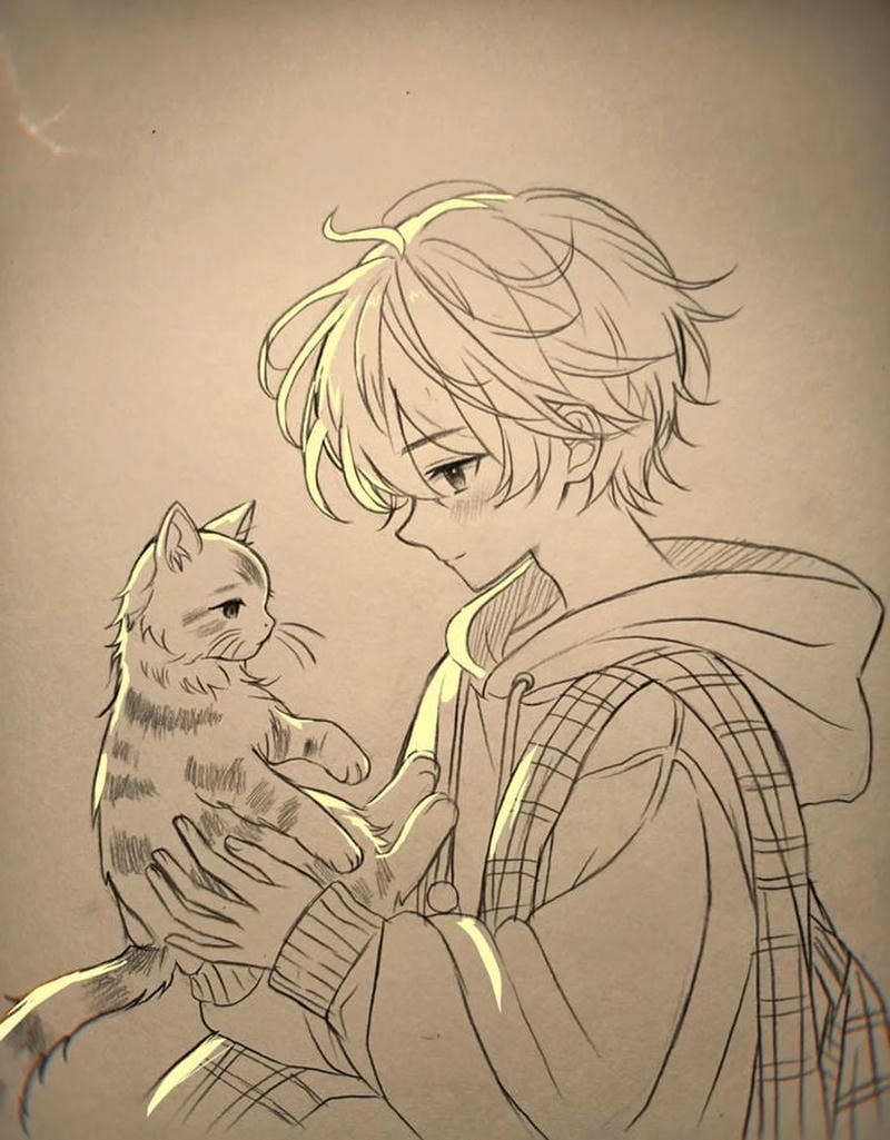 Nét vẽ nhẹ nhàng tạo nên tranh vẽ anime nam đơn giản