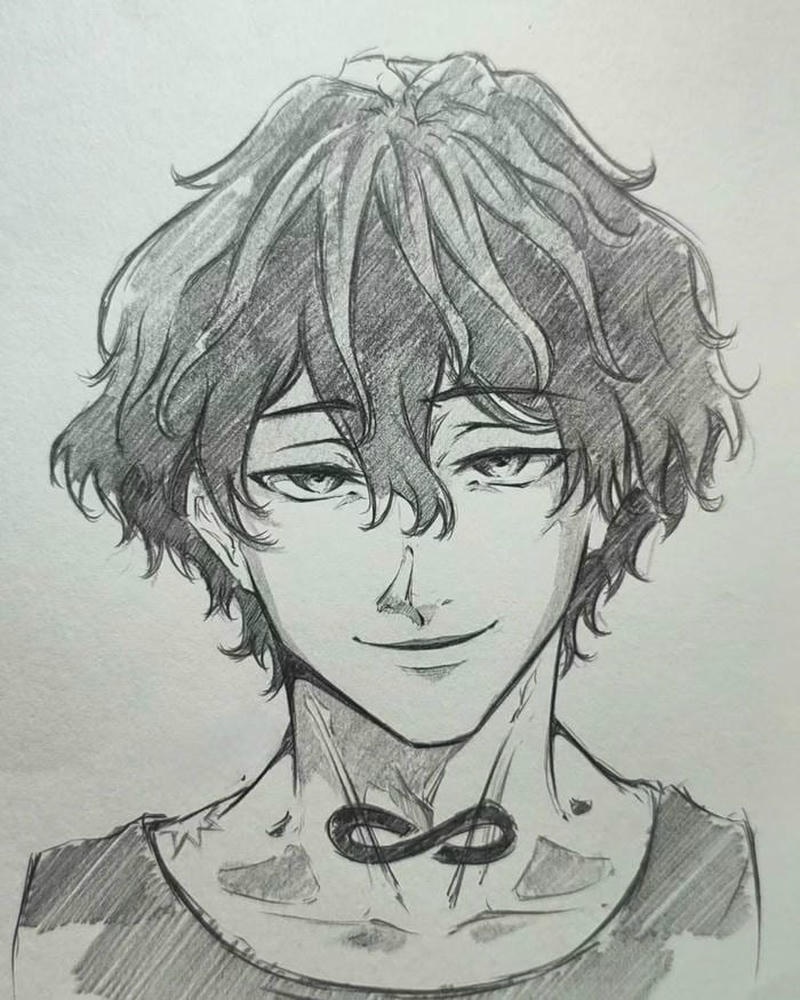 Tranh vẽ anime nam tạo hình nhân vật hiền hòa