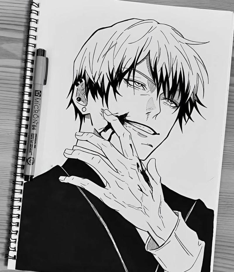 Tranh vẽ anime nam thể hiện nhân vật cá tính mạnh