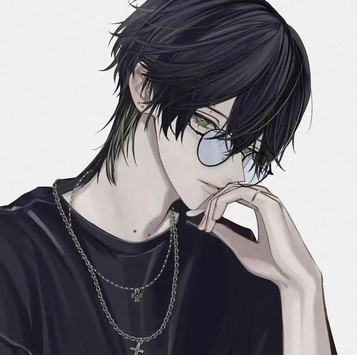 ảnh anime đeo kính ánh mắt kiên định