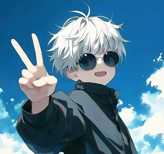 ảnh anime đeo kính nam tóc trắng ngầu