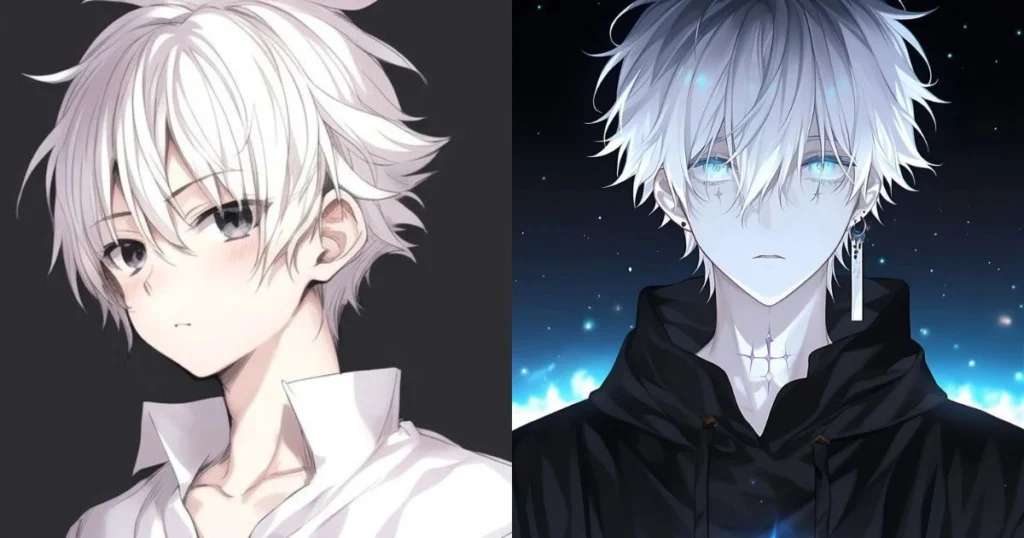 ảnh anime nam tóc trắng thumbnail