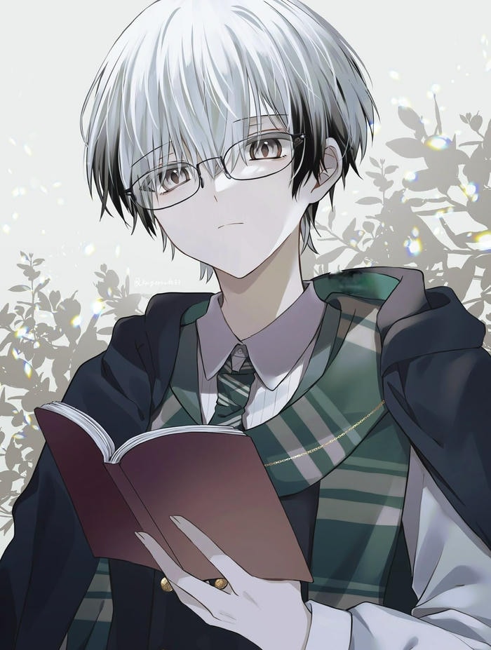 ánh nhìn tập trung ảnh anime đeo kính