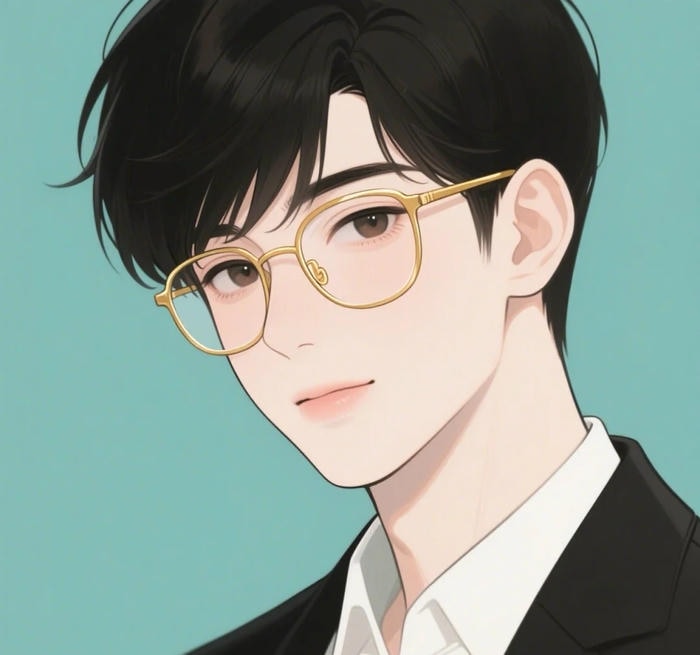 đôi mắt suy tư ảnh anime đeo kính