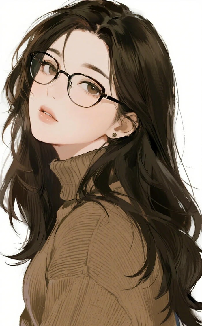 đường nét mềm mại ảnh anime đeo kính