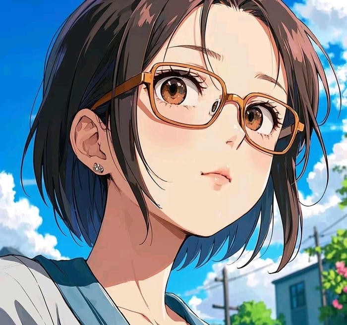 hình ảnh anime đeo kính nữ dễ thương