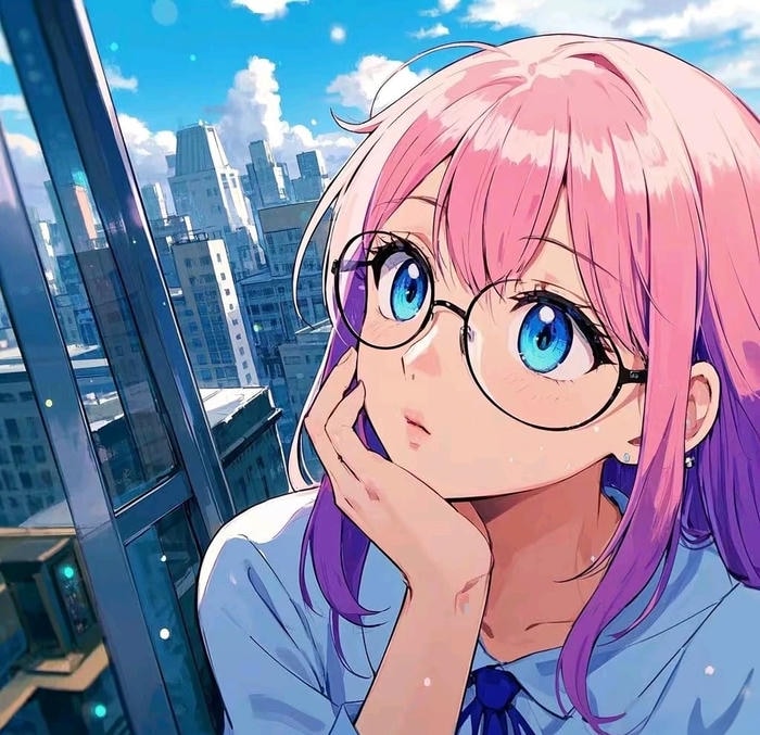 thần thái trầm lắng ảnh anime đeo kính