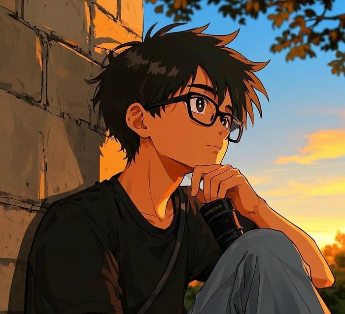 vibe học sinh thể hiện ảnh anime đeo kính