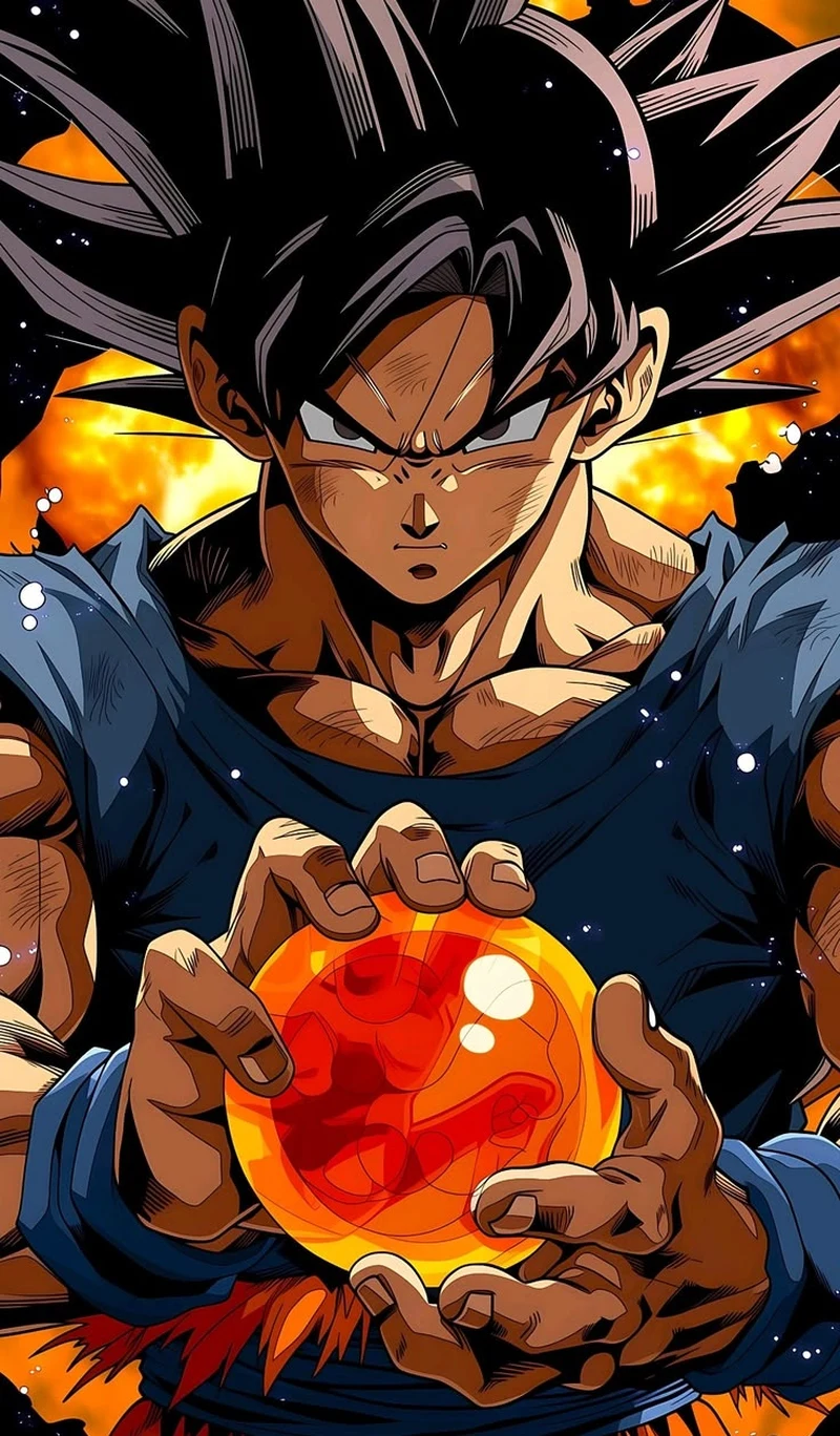 Ảnh Son Goku sức mạnh bùng nổ với hào quang rực cháy