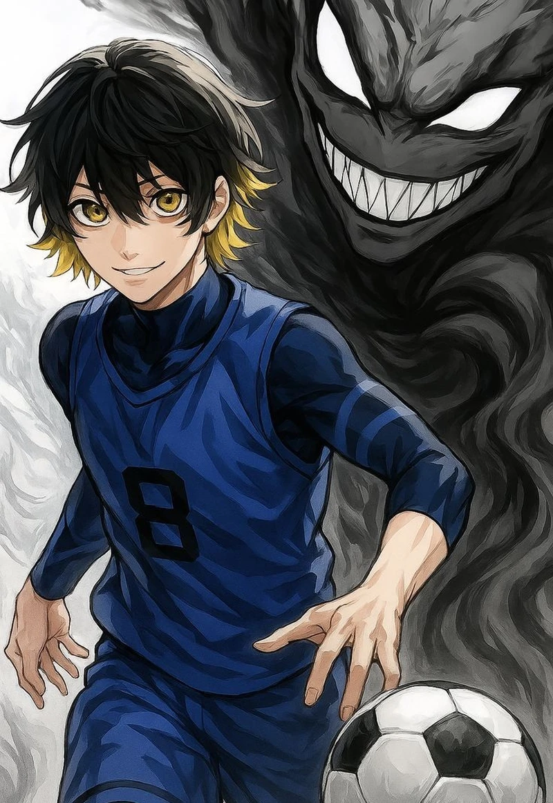 Ảnh anime bóng đá với đội hình thi đấu đầy khí thế