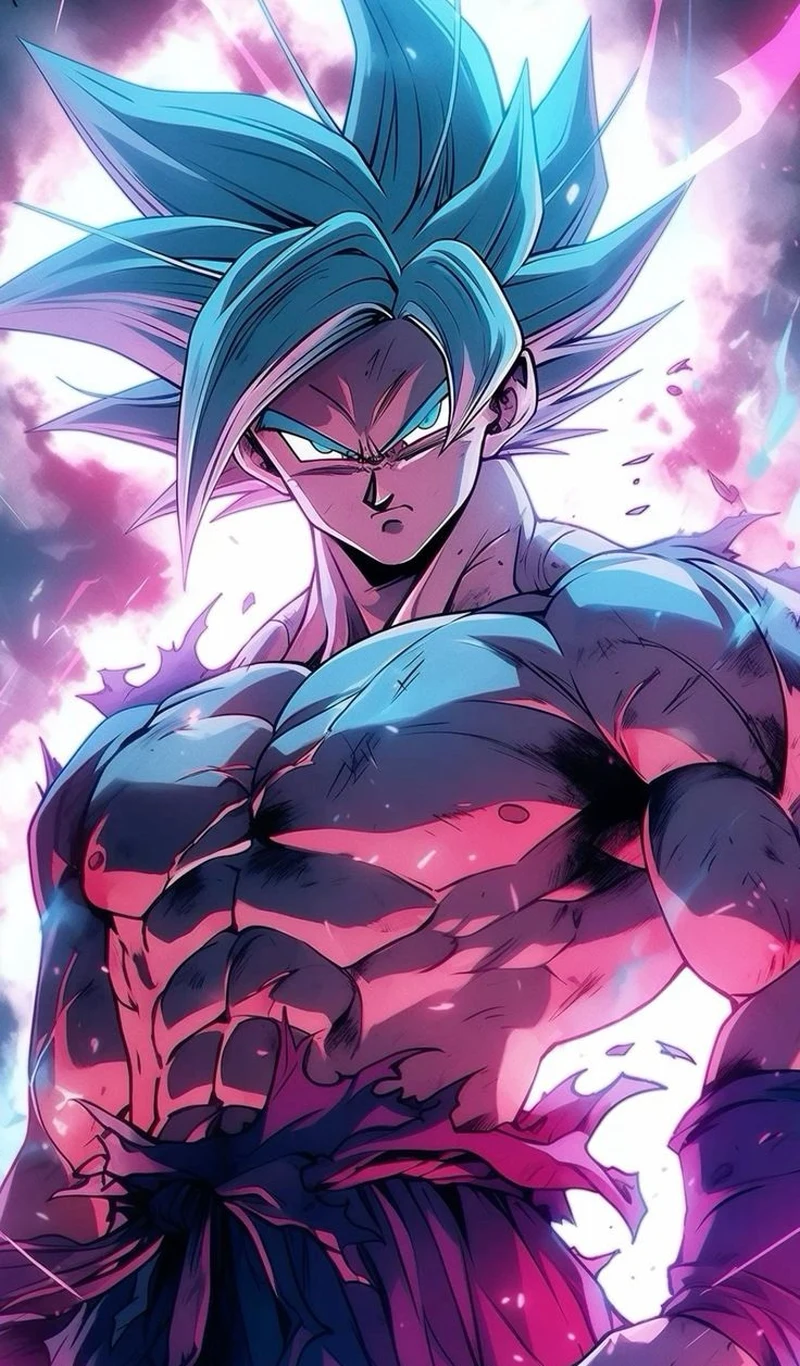 Anime Son Goku với aura bùng cháy mãnh liệt