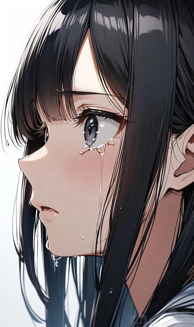 Anime khóc với giọt nước mắt rơi đầy cảm xúc