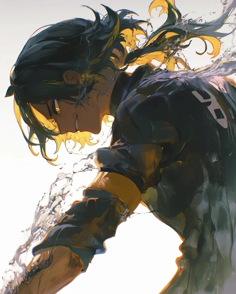 Cảnh bóng đá anime với hiệu ứng ánh sáng ấn tượng