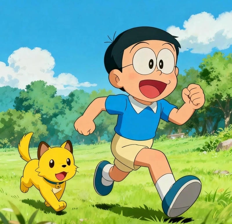 Cảnh phiêu lưu cùng bạn bè trong ảnh nobita movie