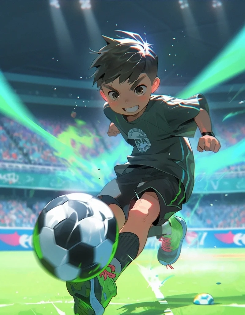 Hình ảnh anime bóng đá với hiệu ứng tốc độ ấn tượng