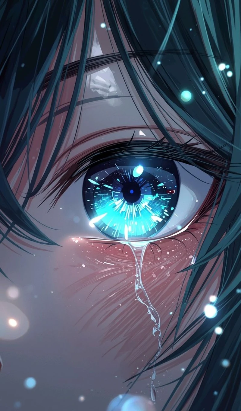 Hình ảnh anime khóc cô đơn giữa không gian u ám