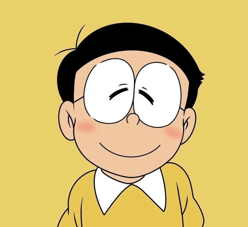 Hình đứng trước bầu trời xanh trong ảnh Nobita