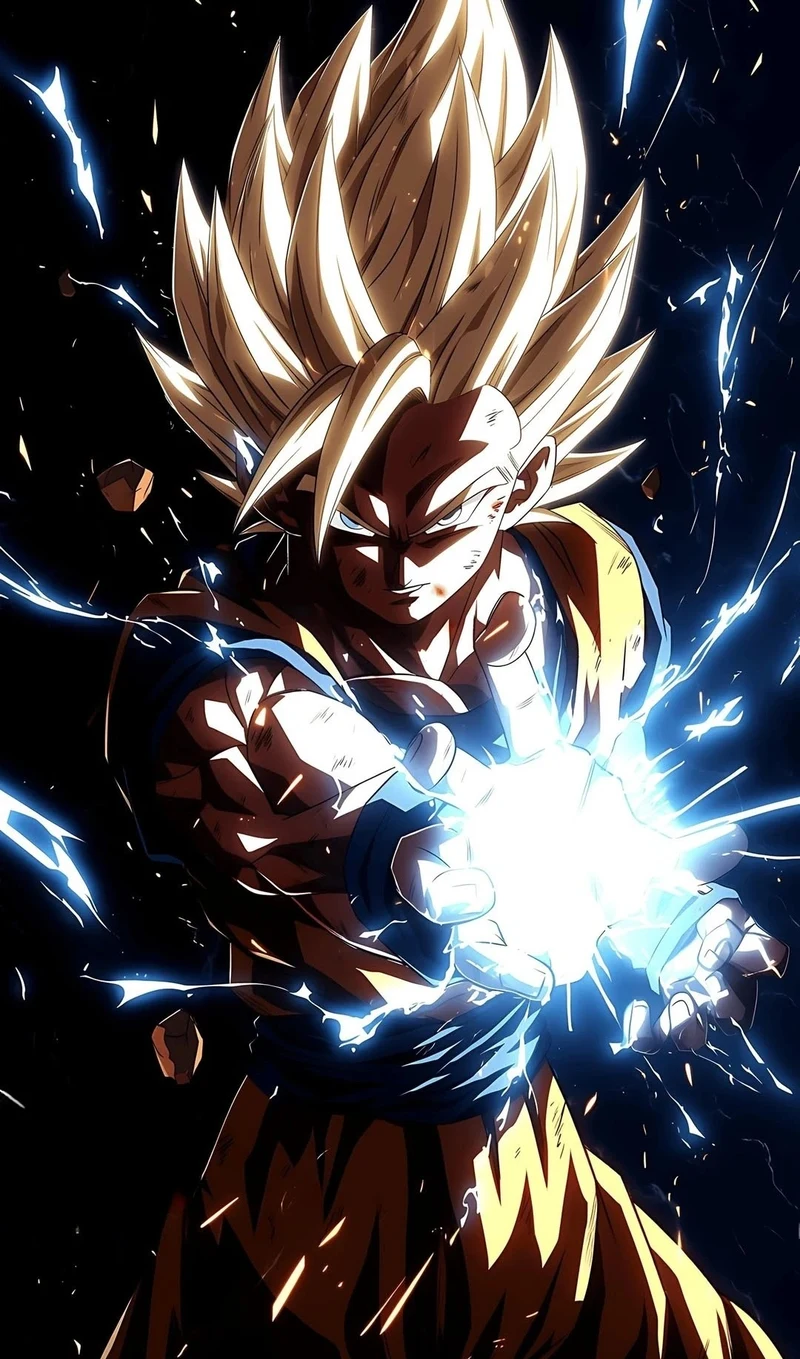 Hình nền Goku Super Saiyan với aura rực rỡ cuốn hút