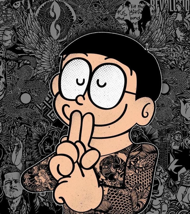Khoảnh khắc mơ mộng giữa bầu trời chiều trong ảnh Nobita