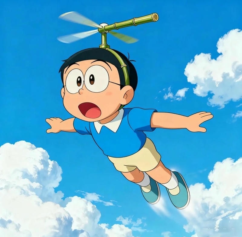 Khung cảnh tuổi thơ quen thuộc của cậu bé Nobita