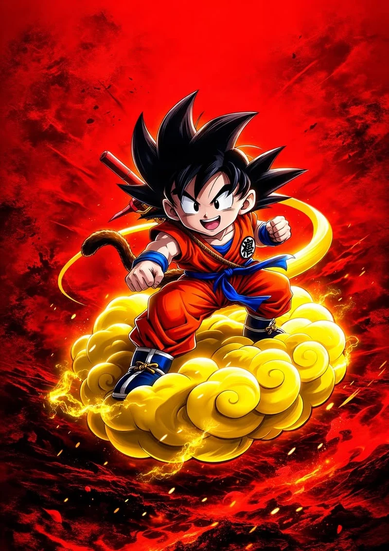 Năng lượng xanh bùng nổ trong ảnh Son Goku siêu cấp