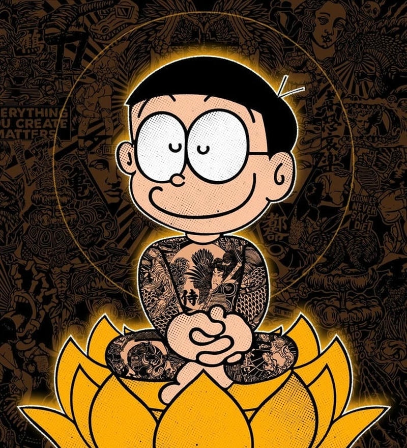 Ngồi thiền cực chill cậu học sinh trong ảnh Nobita