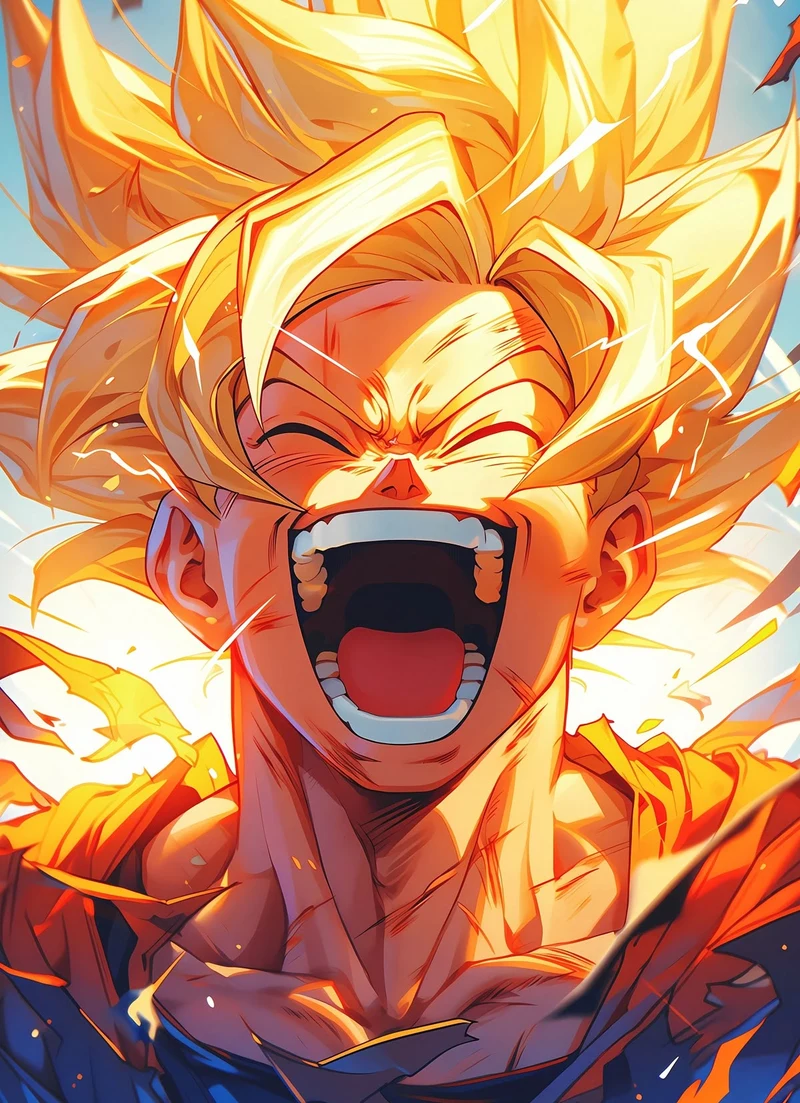 Sức mạnh tối thượng thể hiện qua ảnh Son Goku chiến đấu